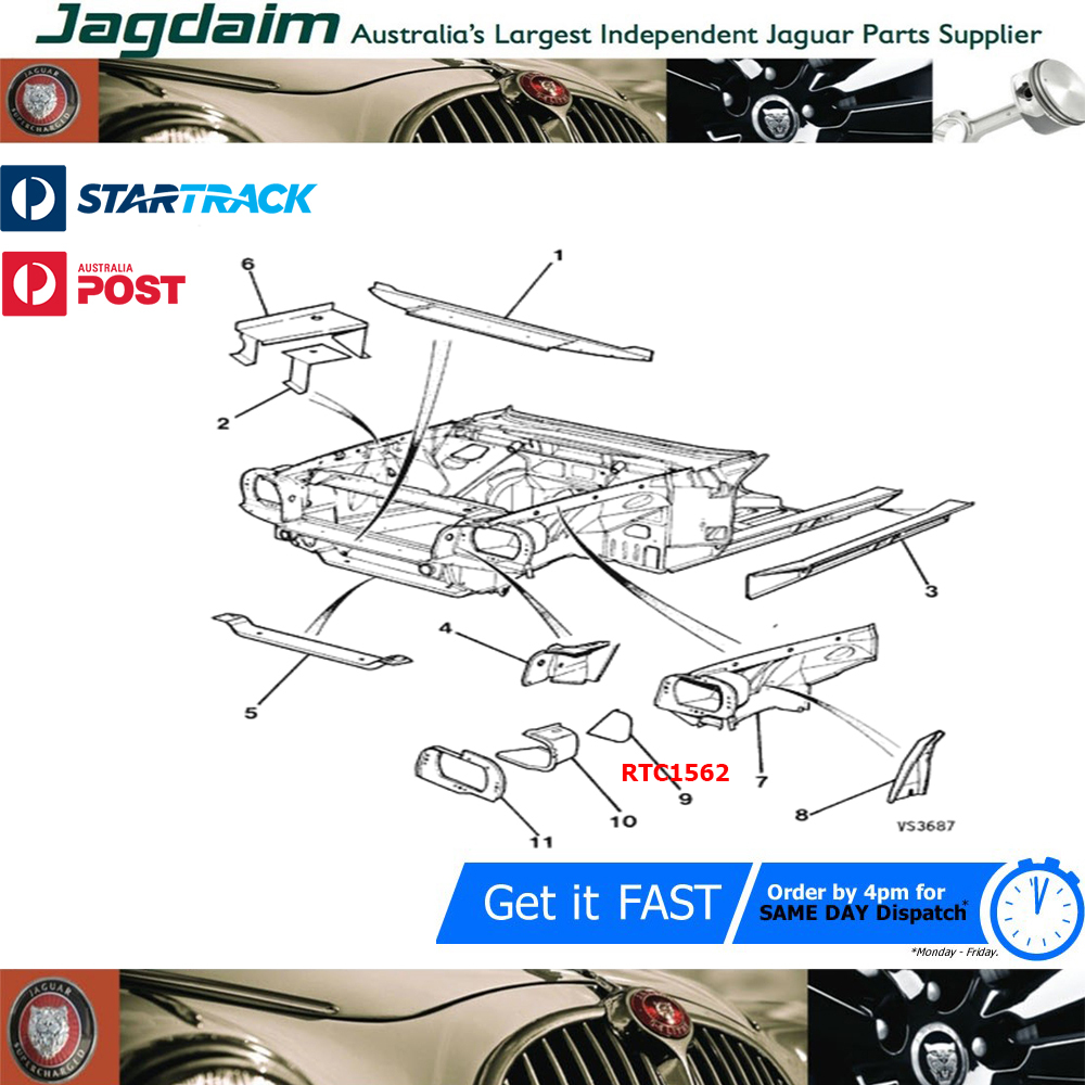 57-271.jpg New Jaguar XJS Filler Panel Lh Back Plate RTC1562 - Image 1